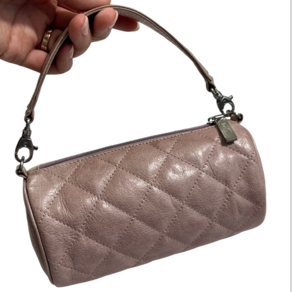HOBO Barrel Mini Bag Quilted Leather Pale Pink